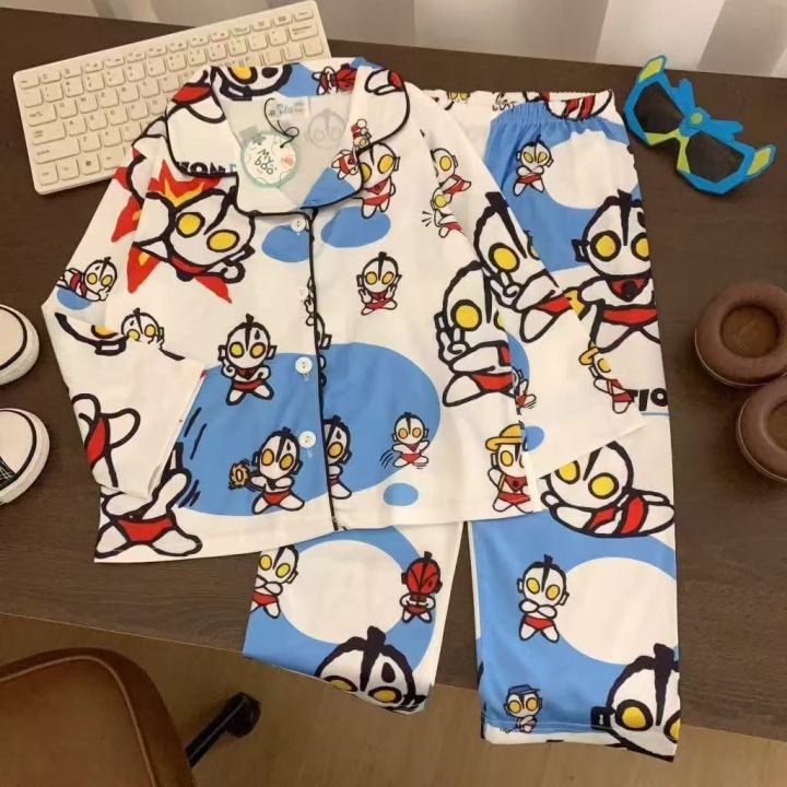 พร้อมส่งจากไทย!ชุดนอนเด็กหญิงและเด็กชายใส่สบายลายการ์ตูนแขนยาวขายาวชุด ...