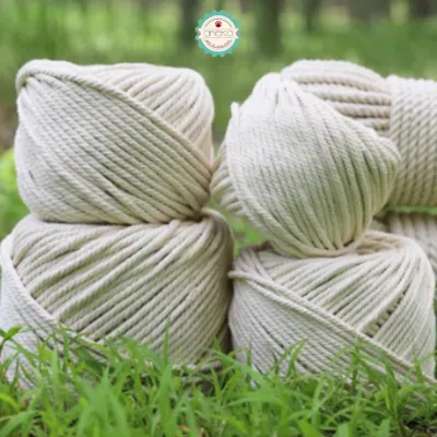ANEKA - Macrame Makrame Tali Katun Off White Krem Putih - 100 Gr ( 1 mm 2 mm 3 mm 4 mm )