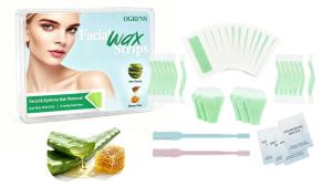 64-Piece Eyebrow Wax Strips Wax Strips for Face Lip & Chin Facial Waxing Kit – Cold Face Wax Strips for Women & Men with Calming Oil Easy-to-Use for Beginners