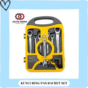 SET 7 PCS KUNCI PAS RING RATCHET WRENCH KOMBINASI 8 - 19 MM CHROME VANADIUM HAND TOOL UNTUK RUMAH TANGGA BENGKEL