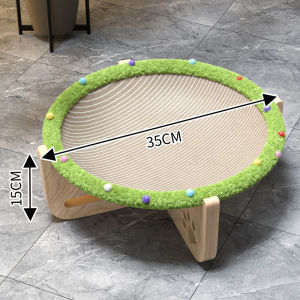 Teeker Pet Sisal Cat Hammock with Sisal Scratcher Mat Natural Wooden Scratch Bed No Mess Scratching Bed for Indoor Cats