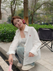 Korean Women Fashion Versatile Long Sleeved Blouses For Women Bow Embroidered Shirts Casual Blouse Tops