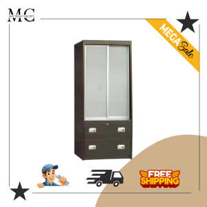 【LOCAL SELLER】CLARE WALNUT 2 DOOR SLIDING WARDROBE ( FREE DELIVER & INSTTALLION)