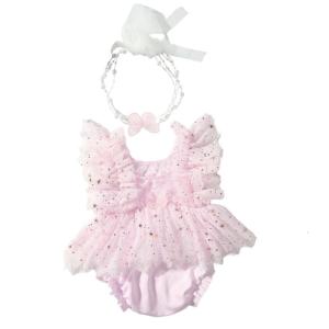 Thanh Lịch Ren Bướm Nhiếp Ảnh Romper Cho Trẻ Em Gái Mềm Polyester Bé Chụp Ảnh Ăn Mặc Trang Phục 0-1 Tháng