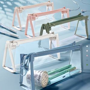 TSEVD เกาหลี ความจุมาก ของขวัญนักเรียน อุปกรณ์สำนักงานของโรงเรียน กระเป๋าเครื่องสำอาง กล่องดินสอ กระเป๋าใส่ปากกาแบบมีซิป กระเป๋าดินสอใส กระเป๋าเก็บของ