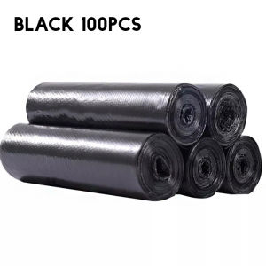 Garbage Bags 45cmx50cm 5Rolls 100Pcs Thickened Portable Disposable Rubbish Bag Cleaning Trash Bag Dustbin Plastik Sampah