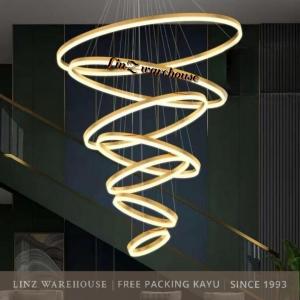 Lampu Gantung void MINIMALIS MODERN 7 GOLD RING LED pendant light