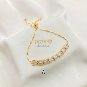 Gelang Wanita Korea Gelang Mewah Zirkon Berlian Imitasi Gelang Lapis Emas Serut Disesuaikan Fashion GLE140