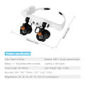 Headband Magnifier Eye Loupes Eyeglass Style Hands-Free Magnifying Glass Multiple Magnifications with Warm and Cool LED Lights. 