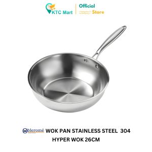 OBLEROME Wajan Wok Stainless Steel 304 Anti Karat Wajan Goreng Murah Tahan Lama Food Grade KTCmart