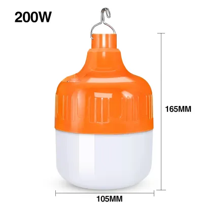 หลอดไฟพกพา 80W 150W 200W 300W ไฟตุ้ม ไฟคลองถม ตลาดนัด ไฟเดินป่า แคมป์ปิ้ง มีแบตในตัว สว่าง แบต 4-8 ชม