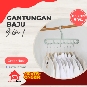 Gantungan Baju 9 in 1 Portable Hanger Plastik Jilbab Aesthetic Organizer Pakaian  Serbaguna Perabotan Rumah Viral Ajaib
