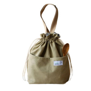 GAOSU Thickened Lunch Box Insulation Bag Aluminum Foil Liner Japanese Style Lunch Drawstring Bag Versatile Oilproof Rice Box Storage Pouch for Daily Use