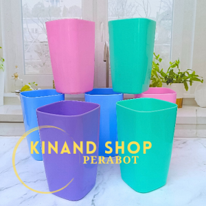 6 PCS GELAS SEGI SOFT TEBAL TAHANN PANAS PLASTIK DOP SUPERWARE