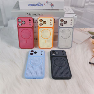 Heat Dissipation Holes Matte For Magsafe Case for iPhone 17 16 14 15 Pro Max Hybrid Bumper Armor Camera Lens Back Cover