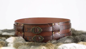 Nordic Faux Leather Armors Belt Vintage Embossed Wide Belt Men Cosplay Knight Corsets Belt Halloween Costume