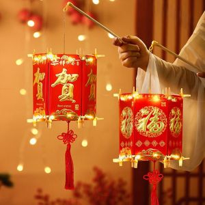 SOLOMONWF Blessing Words Chinese Style Lantern Ancient Red Festival Horse Year Lantern DIY Material Kit with Tassel Handheld Lantern Chinese New Year