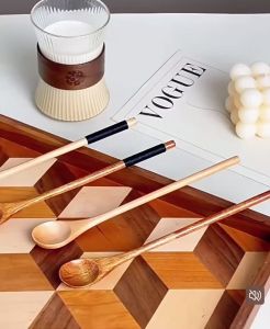 Muỗng / Thìa Gỗ Cán Dài 20cm Khuấy Cà Phê Phong Cách Nhật Bản An Toàn Sức Khoẻ - Chihirostore.decor