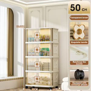 50/60cm Transparent Roller Door Folding Wardrobe. Stackable multi-layer design durable. Suitable for storage and organization in the home kitchen and bedroom. Transparent sliding door folding wardrobe. No pungent plastic smell.