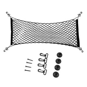 Tear Resistant Automotive Cargo Organizer Breathable Trunk Net With Antislip Hook Attachments Small Item Containment