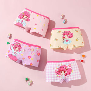 SMY 4 Pcs/Set Soft Cotton Baby Girl Kids Boxer Cute Cartoon Kids Panty Teens Girl Brief Boxer Short For 2-12Yrs