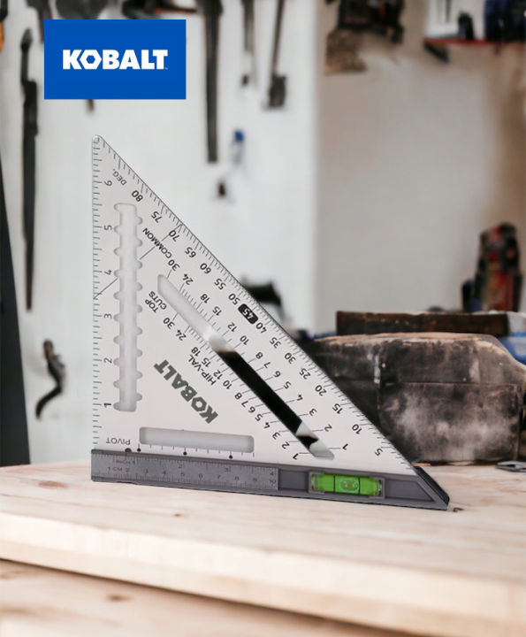 Level Ruler Set Kobalt KOBALT 45-Degree Triangular Ruler with Level and Semicircle Gap ...