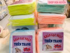 Sét 10 Khăn sữa bé sơ sinh vải gạc 100% cotton mềm mịn không xù lông loại 3 lớp KT 25x35cm và 25x25cm