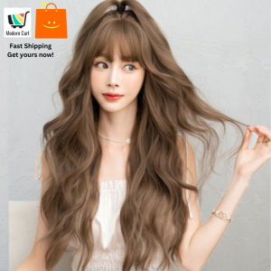 [SG] Natural-Looking Long Wavy Hair Wig - Mist Tea Light Brown Womens Wig