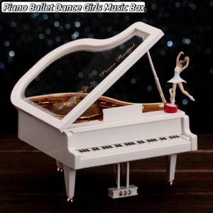 XYAX European-style Piano Model Music Box Office Decoration Hand Crank Ballet Dance Girls Music Box Aesthetic Home Decorations Retro Drawer Music Box Office Decor
