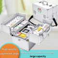 Household Medicine Box Aluminum Alloy Double Open Multi-Layer Medicine Cabinet Wall-Mounted First Aid Storage Box. 