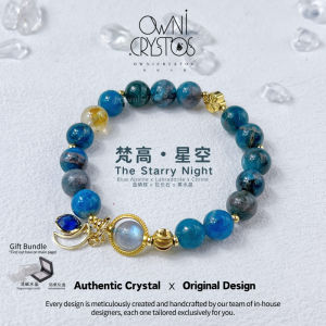 【OwniCrystos】Van Goghs Starry Night - Labradorite Blue Apatite Citrine 黄水晶 拉长石 灰月光 蓝磷辉 Natural crystal bracelet bangle 水晶手链手串