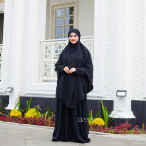 Dthree - Gamis Abaya Arab Turki Set Kerudung ( Hitam ) Habsya Series
