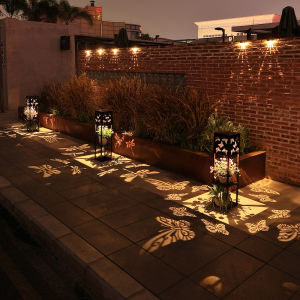 JeeYee Outdoor LED Solar Light Multifunction bunga Pot berdiri lampu suria lampu suria kalis air luar untuk lampu hiasan taman Hollow ukiran lampu