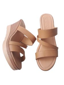 Dép nữ đế xuồng da bò thật cao cấp VI VI .Đế cao 7 phân êm nhẹ