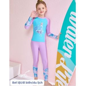 Đồ bơi trẻ em bé trai bé gái tay dài quần dài chống nắng họa tiết Disney siêu nhân và Esla cho bé tới 45kg Subu Kids