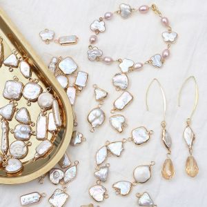 1pcs Freshwater Pearl Connector Charms Pendants for DIY Earrings Bracelet Necklace  Jewelry Findings Making Accessories