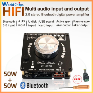 COD KIRIM CEPAT Wuzhi Audio Bluetooth 5.0 Amplifier Channel 2.0 2x50W ZK 502H / ampli power full bass subwoofer mobil kit speaker aktif bluetooth stereo bass mini salon 12 volt karaoke lengkap sound system / ampli rakitan bas empuk siap pakai 1 paket