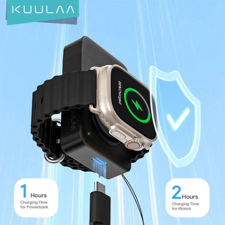 【50% OFF Voucher】KUULAA 1500mAh Portable Wireless Watch Charger Power Bank  for Apple Watch Ultra SE Portable PowerBank For iWatch Series