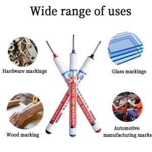 6Pcs 20m Marker Long Nib Head Markers for Metal Perforating Pen Waterproof Bathroom Wood Decoration
