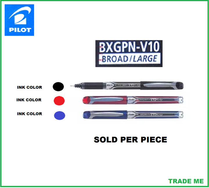 SIGN PEN PILOT V10 GRIP, HI-TECPOINT 1.0MM BROAD/LARGE (sold per piece ...