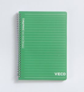 Veco College Notes Color Coding Notebook 80lvs 7x10in 60gsm with frosted plastic sheet cover