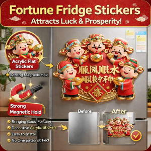 Five Gods of Wealth Acrylic Magnetic Refrigerator Strong Magnetic Chinese New Year Refrigerator Magnet