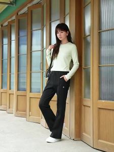 Qiaodan Women Long Sleeve T-Shirt Drawstring Waist Slim Fit Cropped Top QXLTL2253087