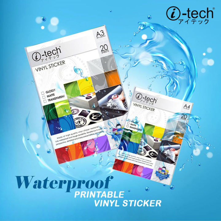itech Vinyl Waterproof Sticker (20 sheet) A4 and A3 SIZE Compatible