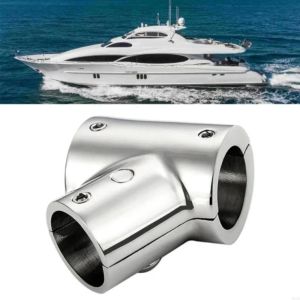 HUNIU 316 Stainless Steel Boat Hand Rail Fittings 90 Degree Corrosion Resistant Stainless Steel Tee Tube Fittings 22/25MM Marine Handrail Fitting Marine Applications