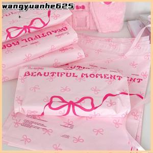 [WYH Store] 👗 10Pcs Pink Plastic Courier Bags Bow Knot Printed Express Envelope Clothing Packing Shipping Envelopes Self Adhesive Mailing Bag