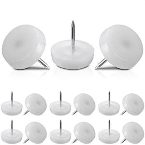 Uxcell 100pcs Furniture Feet Nail Plastic Glide Nails Chair Table Leg Protector Pads 16/20/22mm Diameter White