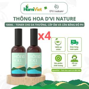 Combo 4 nước cân bằng thông hoa DVi nature giúp ngăn ngừa mụn làm sạch da loại bỏ dầu trên da cung cấp độ ẩn và cân bằng da