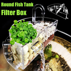 Round Fish Tank Top Filter Box Aquarium External Upper Silent Water Purification 2 Ways Water Outlet