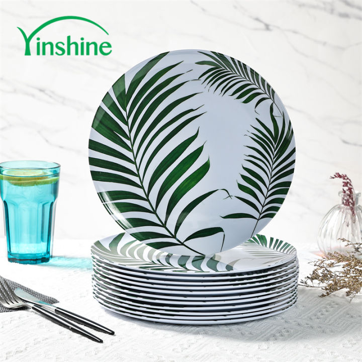 Yinshine Brand 12pcs palm leaf 8/9/10 inch melamine plates set